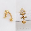 FLOWER TOP MULTI CZ MARQUISE DANGLE REVERSE BELLY BUTTON NAVEL RING 316L SURGICAL STEEL